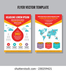Abstract flyer brochure vector template. Design infographic elements. World map included.