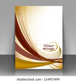 abstract flyer with brown curved lines and spots of paint