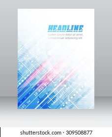 Abstract flyer or cover design with technological pattern for your business presentation or publishing, vector illustration