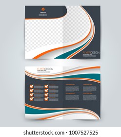 Abstract flyer design background. Brochure template. Can be used for magazine cover, business mockup, education, presentation, report. Black, orange, and green color.