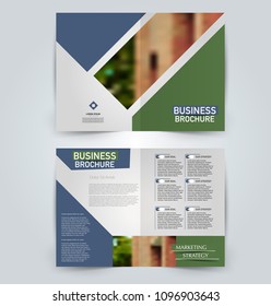 Abstract flyer design background. Brochure template. Can be used for magazine cover, business mockup, education, presentation, report. Blue and green color.