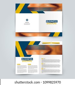 Abstract flyer design background. Brochure template. Can be used for magazine cover, business mockup, education, presentation, report. Blue and yellow color.