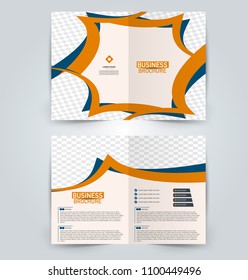 Abstract flyer design background. Brochure template. Can be used for magazine cover, business mockup, education, presentation, report. Orange and blue color.