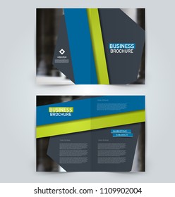 Abstract flyer design background. Brochure template. Can be used for magazine cover, business mockup, education, presentation, report. Blue and green color.