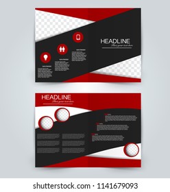 Abstract flyer design background. Brochure template. Can be used for magazine cover, business mockup, education, presentation, report. Red and black color.