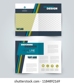 Abstract flyer design background. Brochure template. Can be used for magazine cover, business mockup, education, presentation, report. Blue and green color.