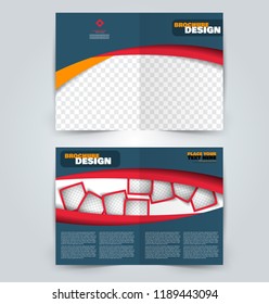 Abstract flyer design background. Brochure template. Can be used for magazine cover, business mockup, education, presentation, report. Blue, red, and orange color.