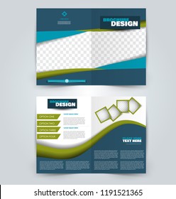 Abstract flyer design background. Brochure template. Can be used for magazine cover, business mockup, education, presentation, report. Blue and green color.