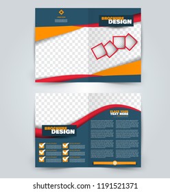 Abstract flyer design background. Brochure template. Can be used for magazine cover, business mockup, education, presentation, report. Blue, red, and orange color.