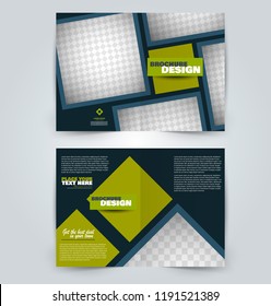 Abstract flyer design background. Brochure template. Can be used for magazine cover, business mockup, education, presentation, report. Blue and green color.