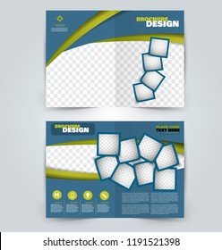 Abstract flyer design background. Brochure template. Can be used for magazine cover, business mockup, education, presentation, report. Blue and green color.