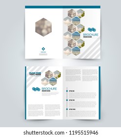 Abstract flyer design background. Brochure template. Can be used for magazine cover, business mockup, education, presentation, report. Blue color.