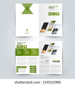 Abstract flyer design background. Brochure template. Can be used for magazine cover, business mockup, education, presentation, report. Green color.