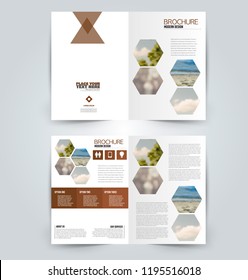 Abstract flyer design background. Brochure template. Can be used for magazine cover, business mockup, education, presentation, report. Brown color.