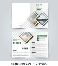 Abstract flyer design background. Brochure template. Can be used for magazine cover, business mockup, education, presentation, report. Green color.