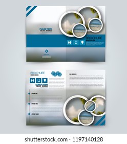 Abstract flyer design background. Brochure template. Can be used for magazine cover, business mockup, education, presentation, report. Blue color.