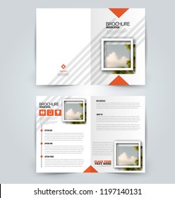 Abstract flyer design background. Brochure template. Can be used for magazine cover, business mockup, education, presentation, report. Orange color.