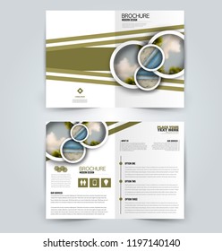 Abstract flyer design background. Brochure template. Can be used for magazine cover, business mockup, education, presentation, report. Green color.