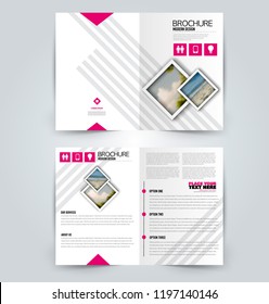 Abstract flyer design background. Brochure template. Can be used for magazine cover, business mockup, education, presentation, report. Pink color.