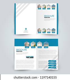 Abstract flyer design background. Brochure template. Can be used for magazine cover, business mockup, education, presentation, report. Blue color.