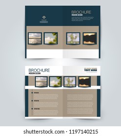 Abstract flyer design background. Brochure template. Can be used for magazine cover, business mockup, education, presentation, report. Blue and brown color. Vector illustration.