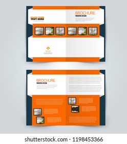 Abstract flyer design background. Brochure template. Can be used for magazine cover, business mockup, education, presentation, report. Blue and orange color. Vector illustration.