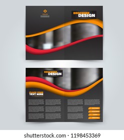 Abstract flyer design background. Brochure template. Can be used for magazine cover, business mockup, education, presentation, report. Black, red, and orange color. Vector illustration.