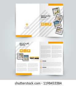 Abstract flyer design background. Brochure template. Can be used for magazine cover, business mockup, education, presentation, report. Orange color. Vector illustration.
