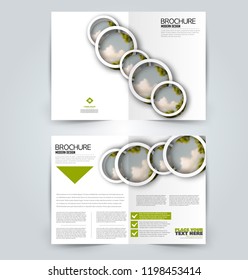 Abstract flyer design background. Brochure template. Can be used for magazine cover, business mockup, education, presentation, report. Green color. Vector illustration.