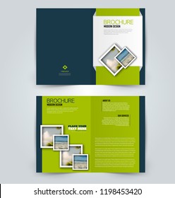 Abstract flyer design background. Brochure template. Can be used for magazine cover, business mockup, education, presentation, report. Blue and green color. Vector illustration.
