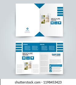 Abstract flyer design background. Brochure template. Can be used for magazine cover, business mockup, education, presentation, report. Blue color. Vector illustration.
