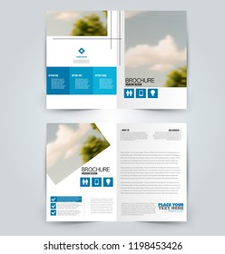 Abstract flyer design background. Brochure template. Can be used for magazine cover, business mockup, education, presentation, report. Blue color. Vector illustration.