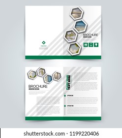 Abstract flyer design background. Brochure template. Can be used for magazine cover, business mockup, education, presentation, report. Green color. Vector illustration.