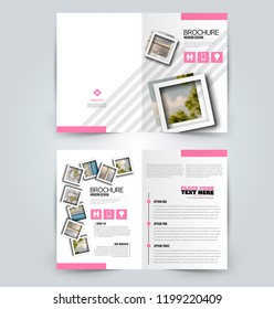 Abstract flyer design background. Brochure template. Can be used for magazine cover, business mockup, education, presentation, report. Pink color. Vector illustration.