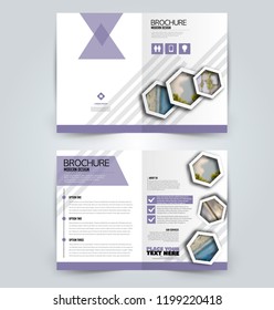 Abstract flyer design background. Brochure template. Can be used for magazine cover, business mockup, education, presentation, report. Purple color. Vector illustration.