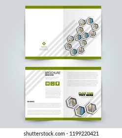 Abstract flyer design background. Brochure template. Can be used for magazine cover, business mockup, education, presentation, report. Green color. Vector illustration.