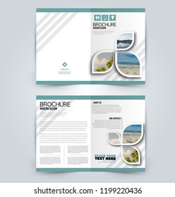 Abstract flyer design background. Brochure template. Can be used for magazine cover, business mockup, education, presentation, report. Green color. Vector illustration.