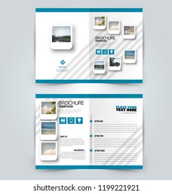 Abstract flyer design background. Brochure template. Can be used for magazine cover, business mockup, education, presentation, report. Blue color. Vector illustration.
