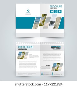 Abstract flyer design background. Brochure template. Can be used for magazine cover, business mockup, education, presentation, report. Blue color. Vector illustration.