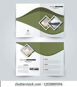 Abstract flyer design background. Brochure template. Can be used for magazine cover, business mockup, education, presentation, report. Green color. Vector illustration.