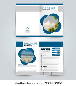 Abstract flyer design background. Brochure template. Can be used for magazine cover, business mockup, education, presentation, report. Blue color. Vector illustration.
