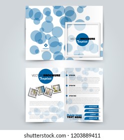 Abstract flyer design background. Brochure template. Can be used for magazine cover, business mockup, education, presentation, report. Blue color. Vector illustration.