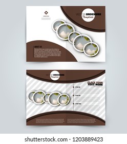 Abstract flyer design background. Brochure template. Can be used for magazine cover, business mockup, education, presentation, report. Brown color. Vector illustration.