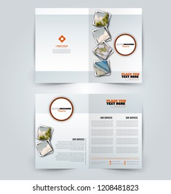 Abstract flyer design background. Brochure template. Can be used for magazine cover, business mockup, education, presentation, report. Orange color. Vector illustration.