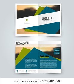 Abstract flyer design background. Brochure template. Can be used for magazine cover, business mockup, education, presentation, report. Blue and green color. Vector illustration.