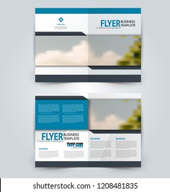 Abstract flyer design background. Brochure template. Can be used for magazine cover, business mockup, education, presentation, report. Blue color. Vector illustration.