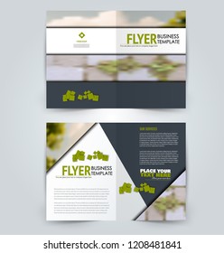 Abstract flyer design background. Brochure template. Can be used for magazine cover, business mockup, education, presentation, report. Green color. Vector illustration.