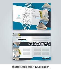Abstract flyer design background. Brochure template. Can be used for magazine cover, business mockup, education, presentation, report. Blue color. Vector illustration.