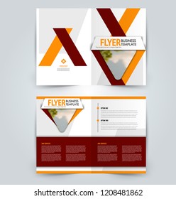 Abstract flyer design background. Brochure template. Can be used for magazine cover, business mockup, education, presentation, report. Orange and red color. Vector illustration.