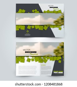 Abstract flyer design background. Brochure template. Can be used for magazine cover, business mockup, education, presentation, report. Green color. Vector illustration.